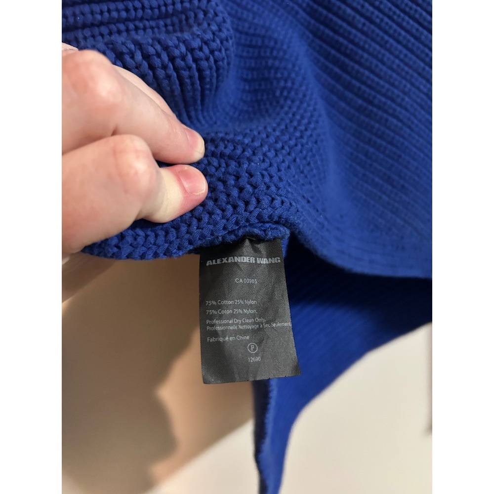 Alexander Wang Knit Sweater Royal Blue Asymmetrical Zipper Size S - Picture 3 of 6